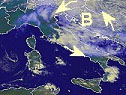 area ciclonica in transito verso i Balcani