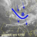 immagine meteosat che mostra la discesa di un fronte freddo verso l'Europa centrale