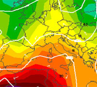 caerina cromatica delle temperature sull'Italia e bacino del Mediterraneo
