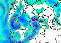 mappa delle precipitazioni sull'Europa centro-occidentale