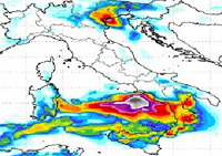 mappa delle precipitazioni su Sicilia e regioni meridionali