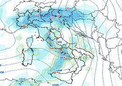 cartina isobarica e mappa delle precipitazioni