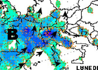 mappa cromatica delle precipitazioni del giorno 30