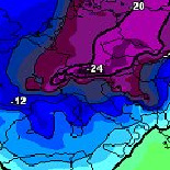 cartina cromatica che evidenzia la discesa di latitudine dell'aria gelida siberiana