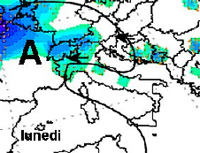mappa delle precipitazioni sulla fascia alpina