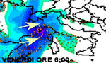 mappa delle precipitazioni sulle regioni centro-settentrionali dell'Italia