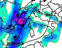 mappa delle precipitazioni sulle regioni nord-occidentali dell'Italia