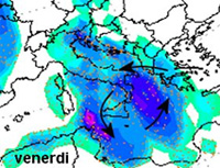 mappa delle precipitazioni sulle regioni centro meridionali dell'Italia