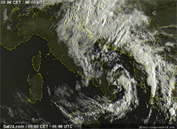 immagine meteosat del vortice ciclonico sulle regioni meridionali
