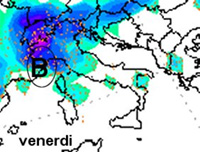 mappa delle precipitazioni sulle regioni centro settentrionali