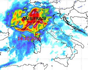 mappa delle precipitazioni sulle regioni centro-settentrioanli