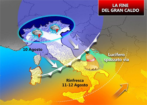 Mappa delle precipitazioni sull'Italia