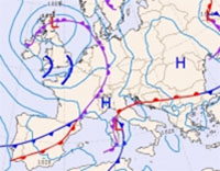 mappa barica delle perturbazioni in ambito Europeo