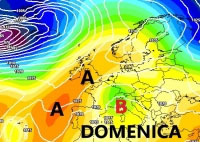 cartina cromatica che mostra l'intenso vortice presente sulla Sardegna