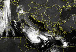 Immagine Meteosat del Medicane sul mar Ionio