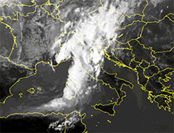immagine meteosat della perturbazione Atlantica in arrivo sull'Italia