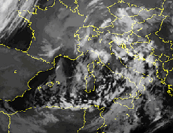 Il meteosat mostra il vortice ciclonico sul Mediterrano occidentale