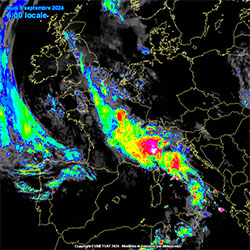 Immagine satellitare delle precipitazioni sull'Italia